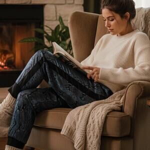 Cami "Anisha" Snakeskin Print Joggers in 100% Silk